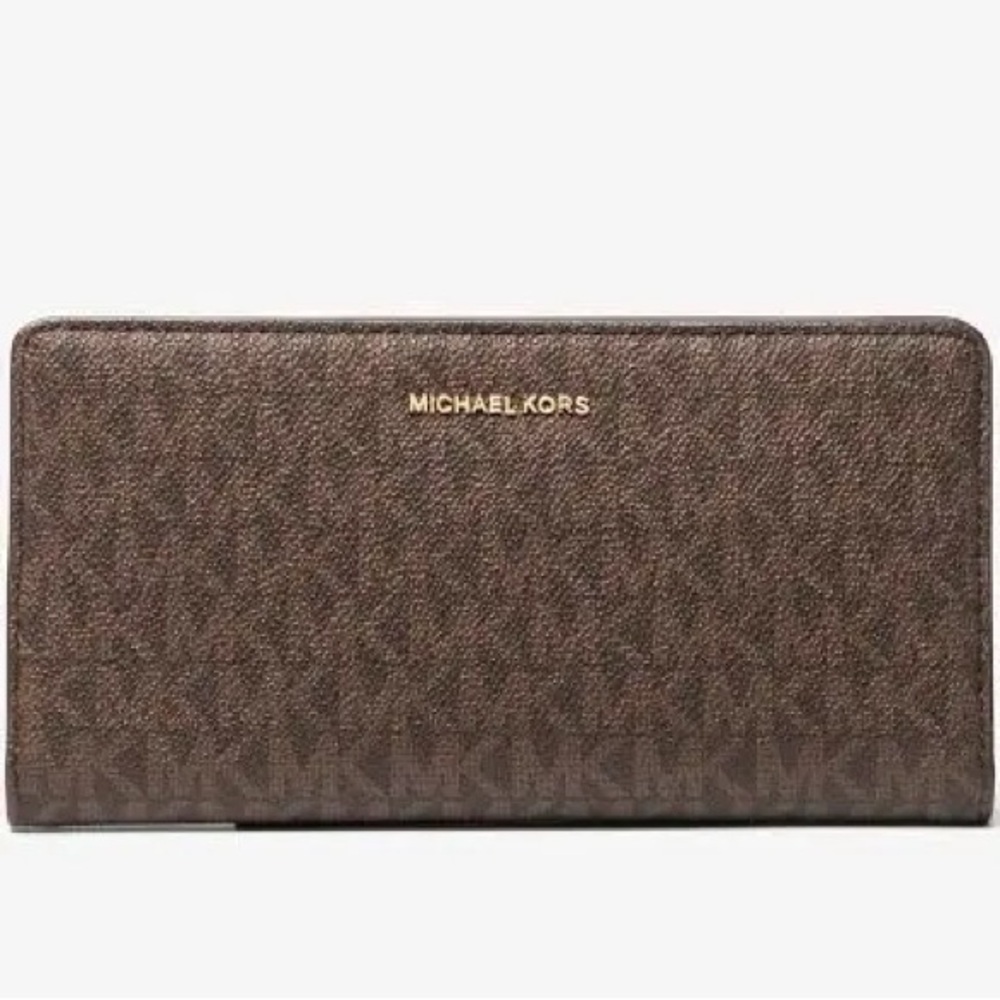 Michael Kors Brown Signature Zip-Around Continental Wallet